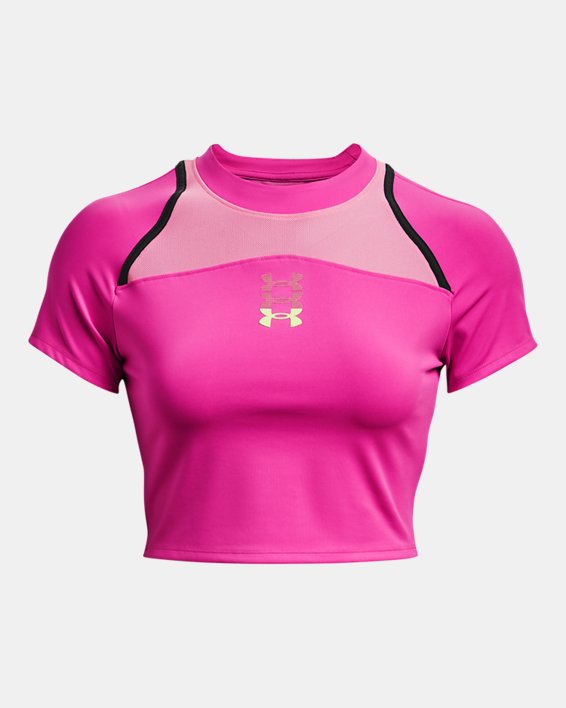 Women's UA Run Anywhere Crop Short Sleeve, Pink, pdpMainDesktop image number 6